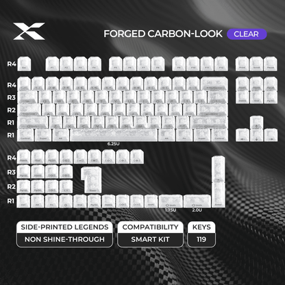 XVX Forged Carbon-Look Cherry Profile Side-Printed PC Keycap Set - A-1 Thread Vault