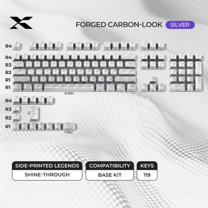 XVX Forged Carbon-Look Cherry Profile Side-Printed PC Keycap Set - A-1 Thread Vault
