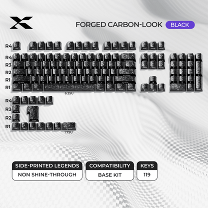 XVX Forged Carbon-Look Cherry Profile Side-Printed PC Keycap Set - A-1 Thread Vault