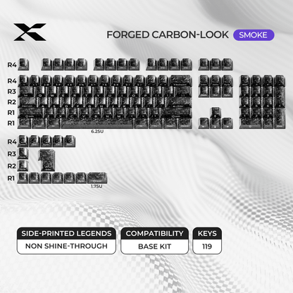 XVX Forged Carbon-Look Cherry Profile Side-Printed PC Keycap Set - A-1 Thread Vault