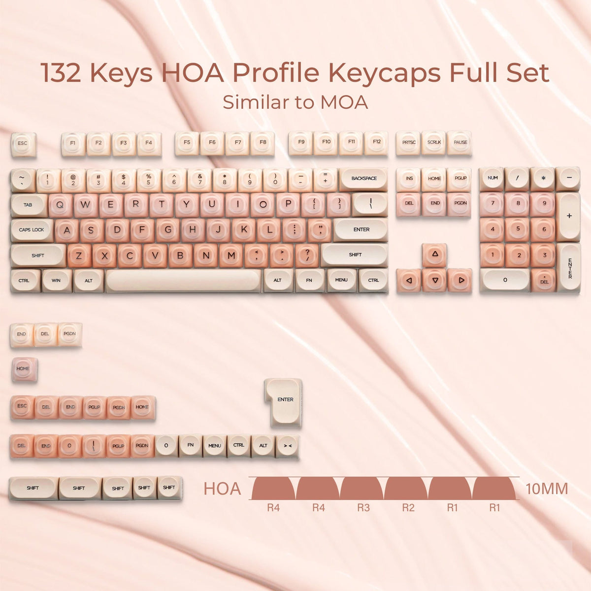 XVX Foundation Series HOA Profile Translucent PBT+PC 132-Key Keycap Set - A-1 Thread Vault