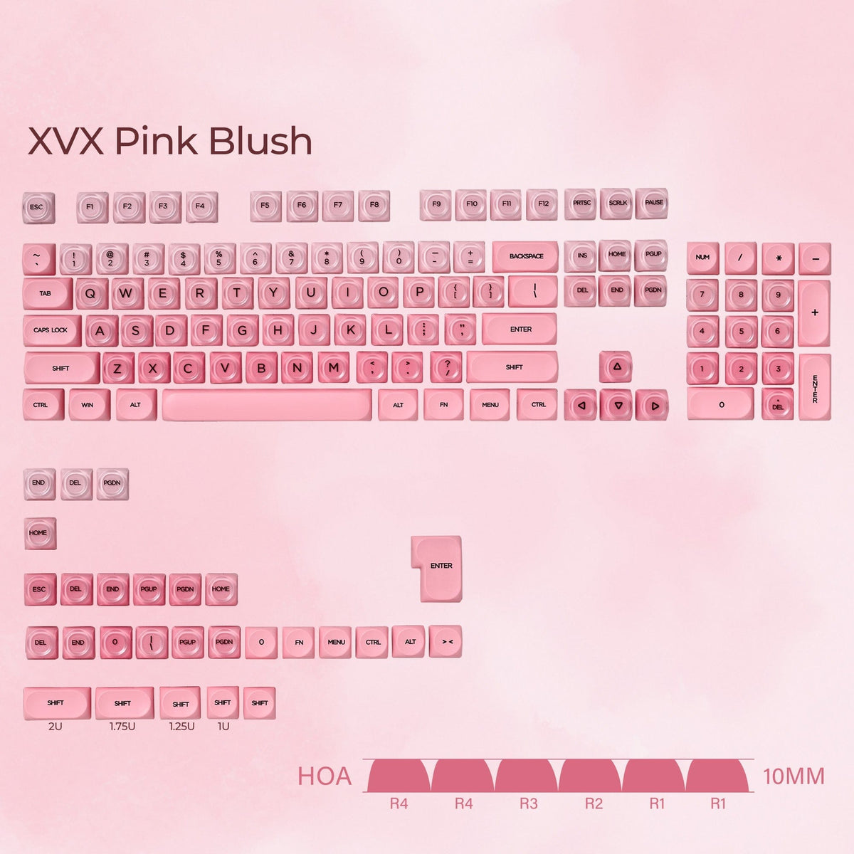 XVX Foundation Series HOA Profile Translucent PBT+PC 132-Key Keycap Set - A-1 Thread Vault