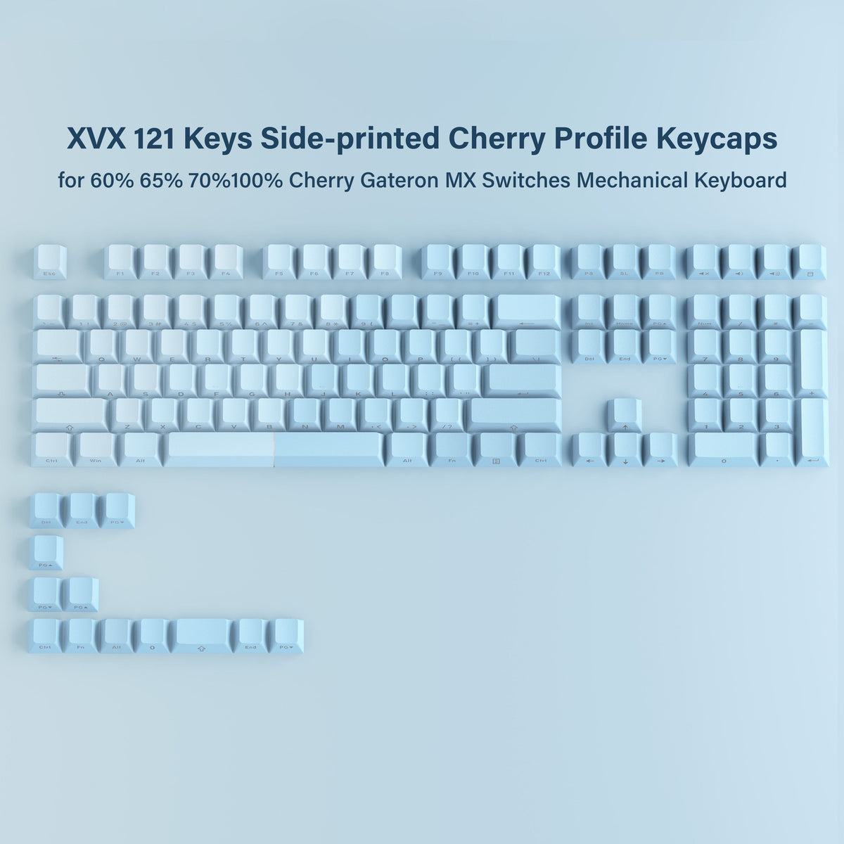 XVX Gradient X-Axis Series Side-Printed Cherry Profile 121-Key PBT Keycap Set - A-1 Thread Vault