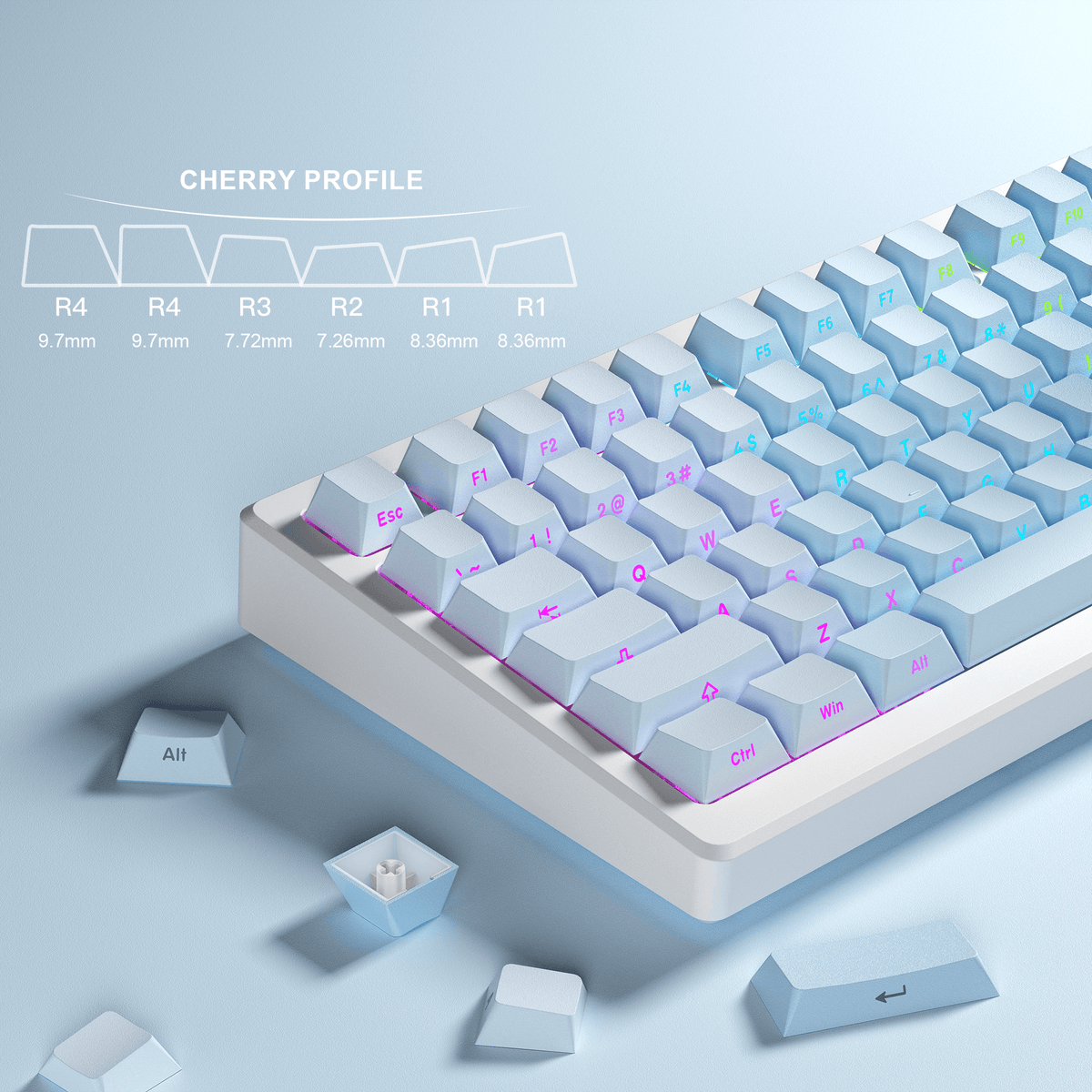 XVX Gradient X-Axis Series Side-Printed Cherry Profile 121-Key PBT Keycap Set - A-1 Thread Vault