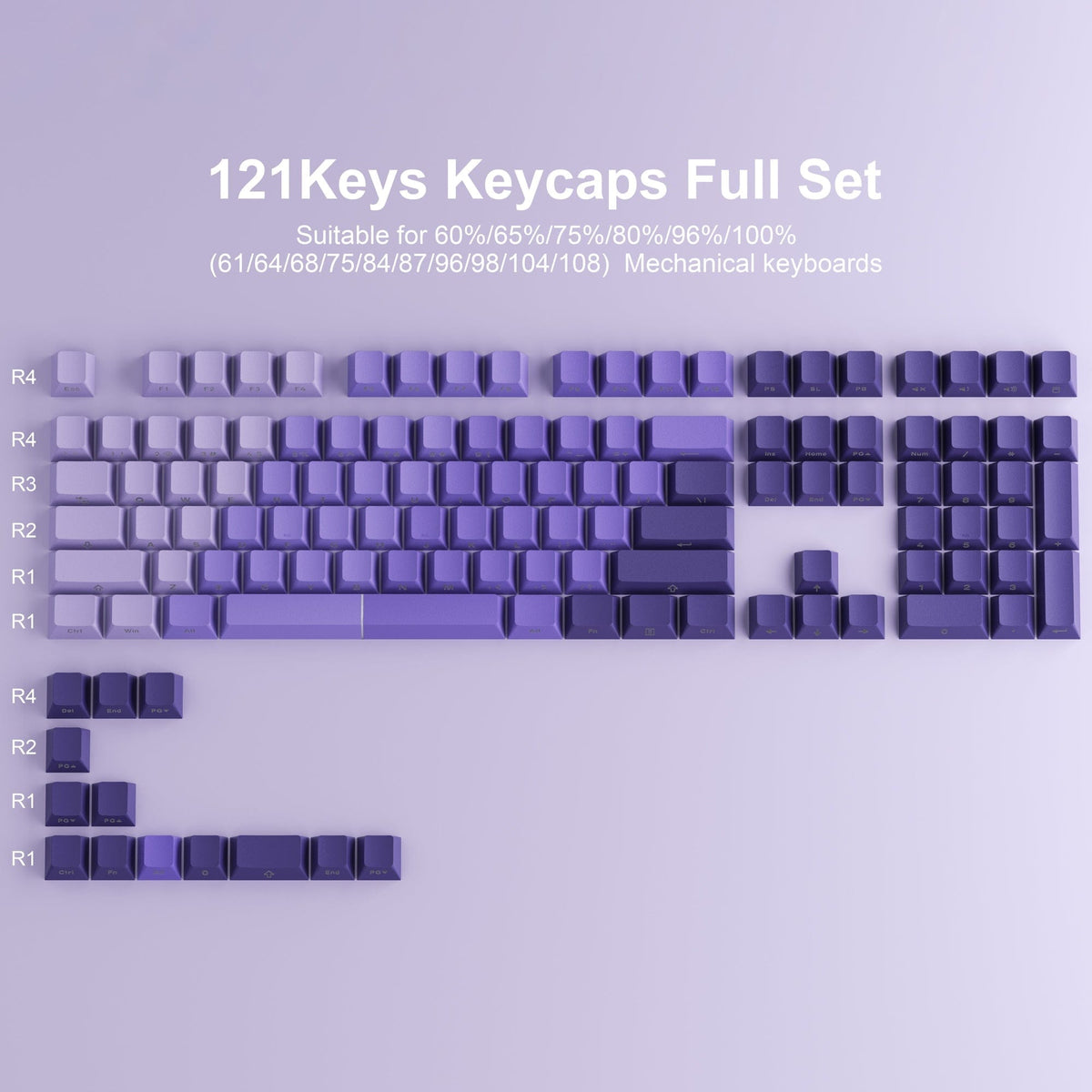 XVX Gradient X-Axis Series Side-Printed Cherry Profile 121-Key PBT Keycap Set - A-1 Thread Vault