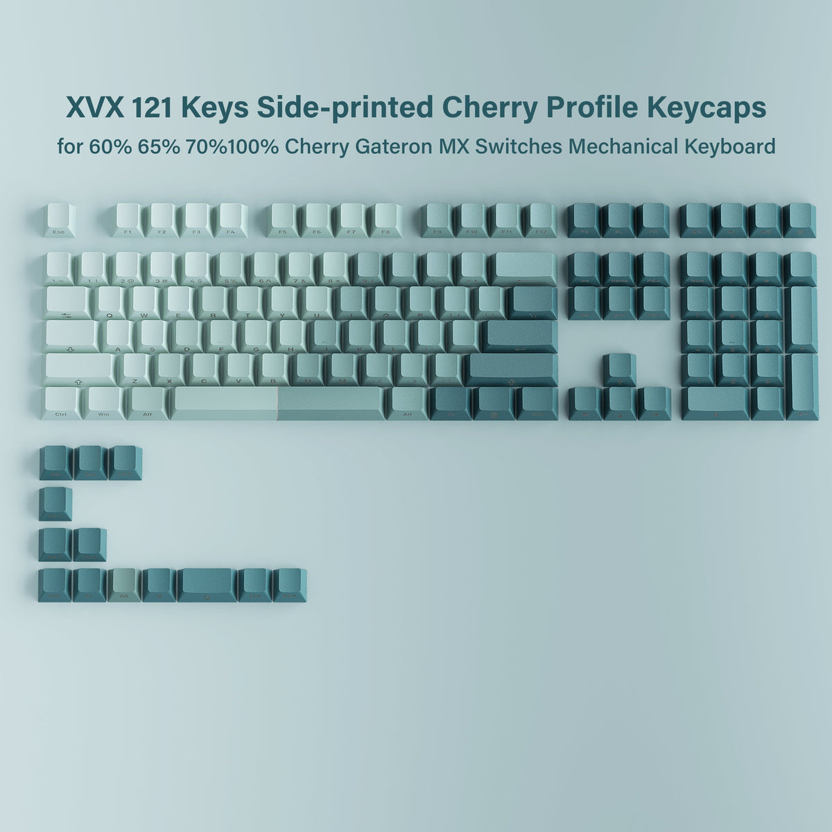 XVX Gradient X-Axis Series Side-Printed Cherry Profile 121-Key PBT Keycap Set - A-1 Thread Vault