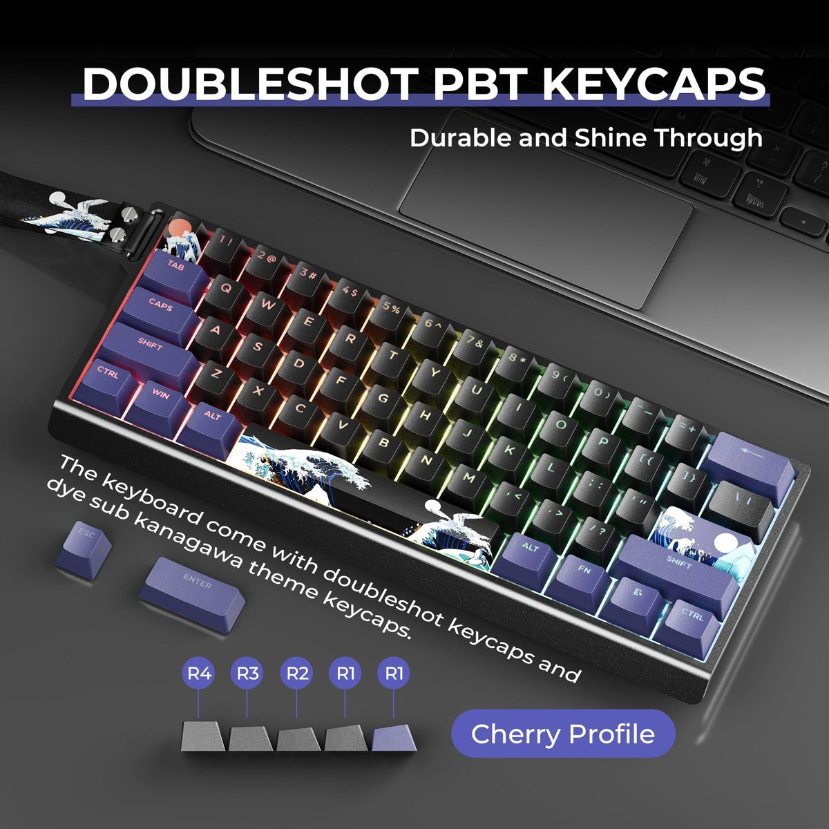 XVX H61 Coral Sea Themed Aluminum Wired RGB Mechanical Keyboard - A-1 Thread Vault