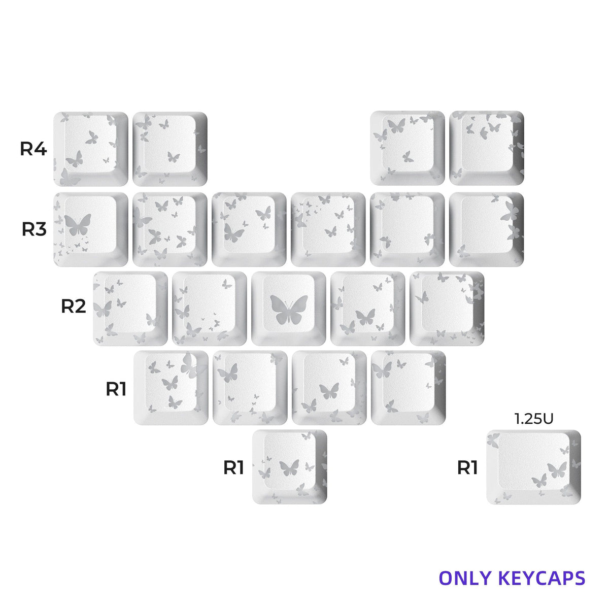 XVX IMD FlutterBloom Heart Layout 21-Key Artisan Keycap Set - A-1 Thread Vault