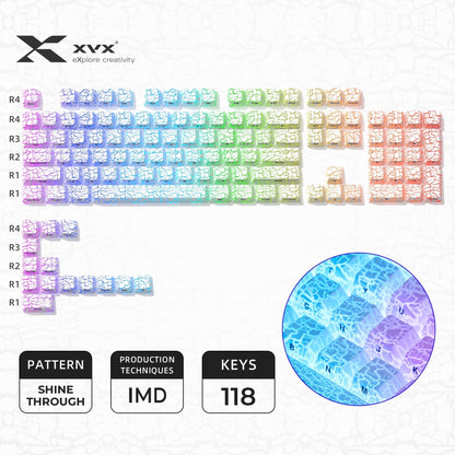 XVX IMD Ice Crack Pattern Shine-Through OEM Profile Keycap Set - A-1 Thread Vault