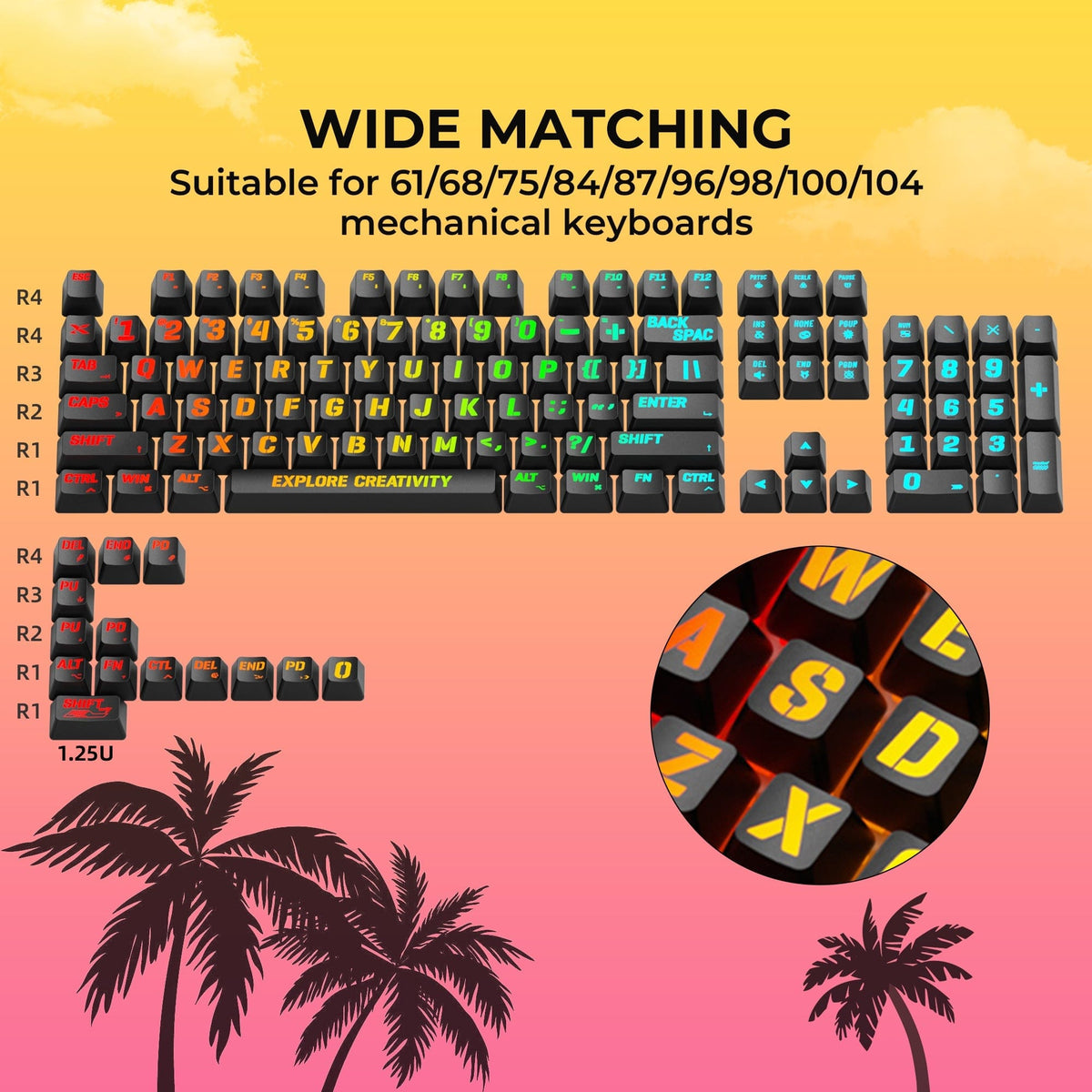 XVX IMD MIAMI Pattern Shine-Through OEM Profile 118-Key Keycap Set - A-1 Thread Vault