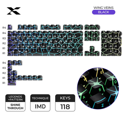 XVX IMD Spider Web Shine-Through OEM Profile 118-Key Keycap Set - A-1 Thread Vault