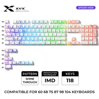 XVX IMD Spider Web Shine-Through OEM Profile 118-Key Keycap Set - A-1 Thread Vault