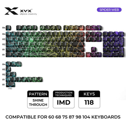 XVX IMD Spider Web Shine-Through OEM Profile 118-Key Keycap Set - A-1 Thread Vault