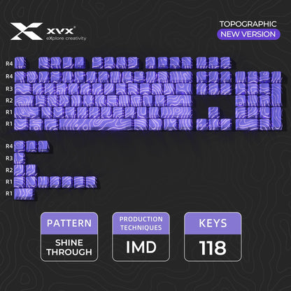 XVX IMD Topographic New Version Pattern Shine-Through OEM Profile Keycap Set - A-1 Thread Vault