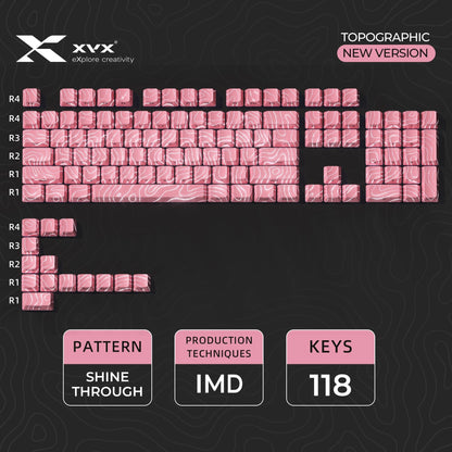 XVX IMD Topographic New Version Pattern Shine-Through OEM Profile Keycap Set - A-1 Thread Vault