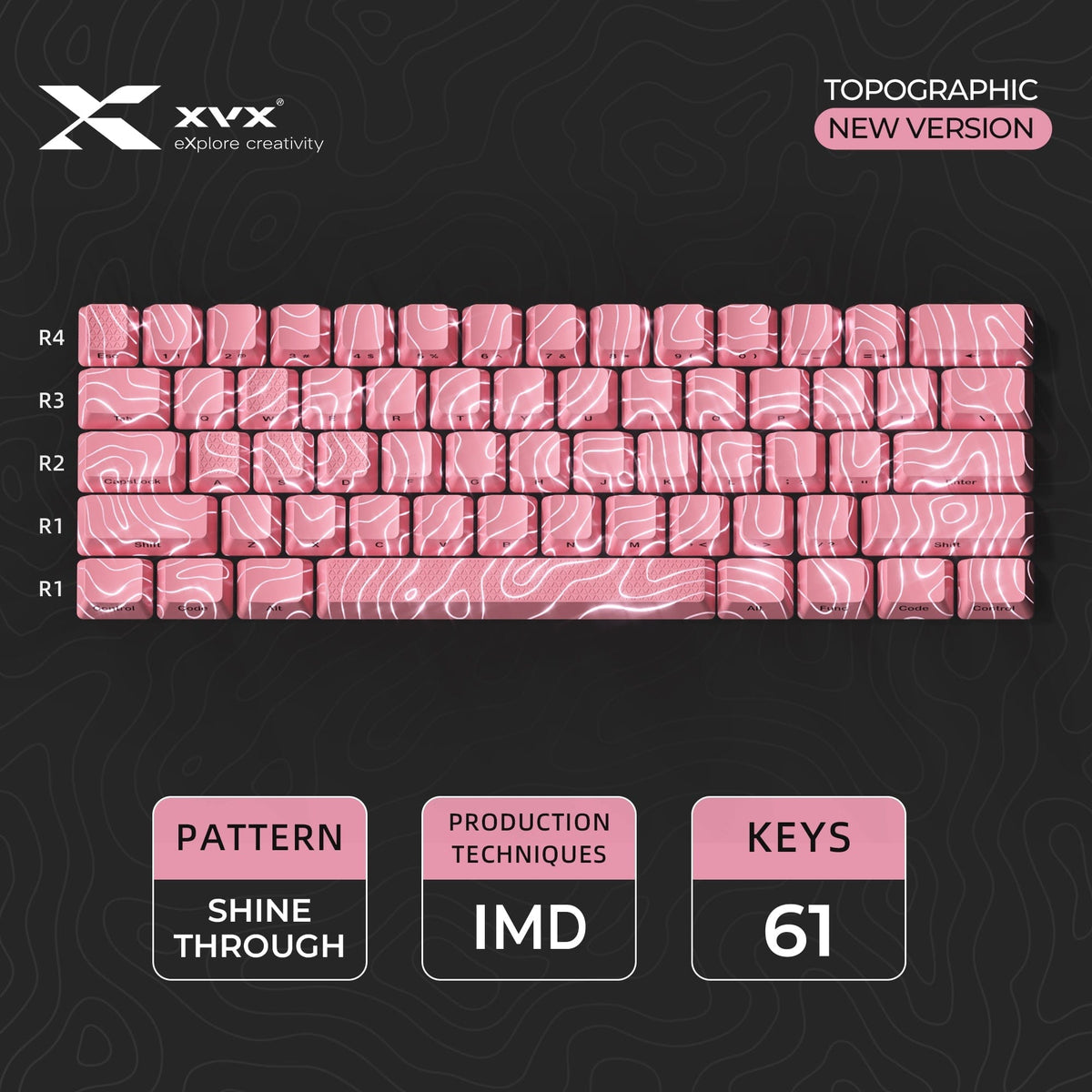 XVX IMD Topographic New Version Pattern Shine-Through OEM Profile Keycap Set - A-1 Thread Vault