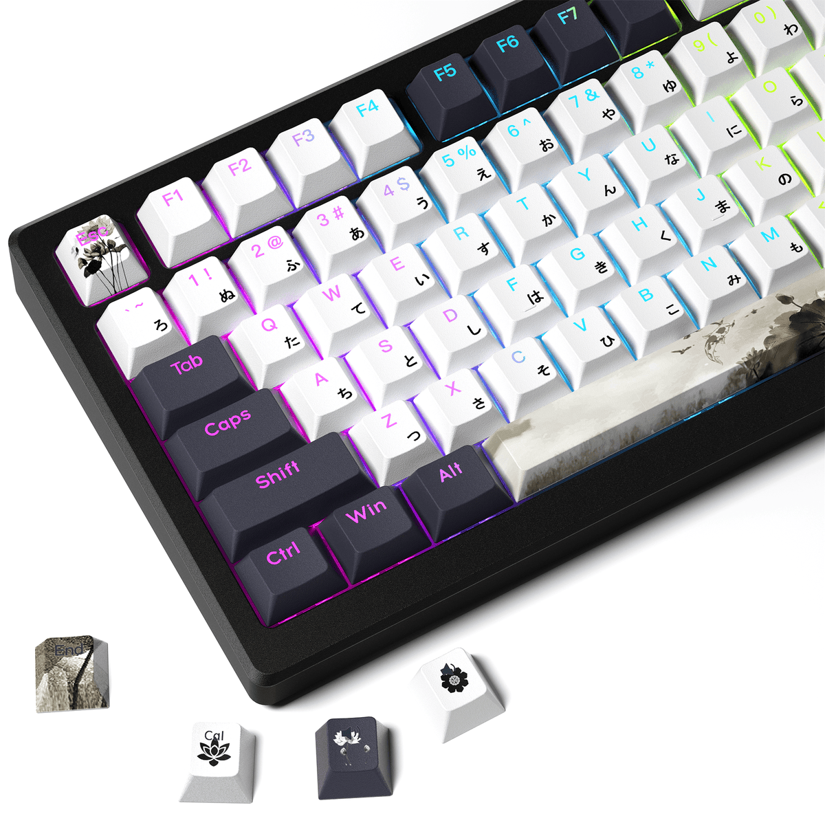 XVX Lotus Cherry Profile Shine-Through Dye-Sub PBT Keycap Set (133-Key) - A-1 Thread Vault