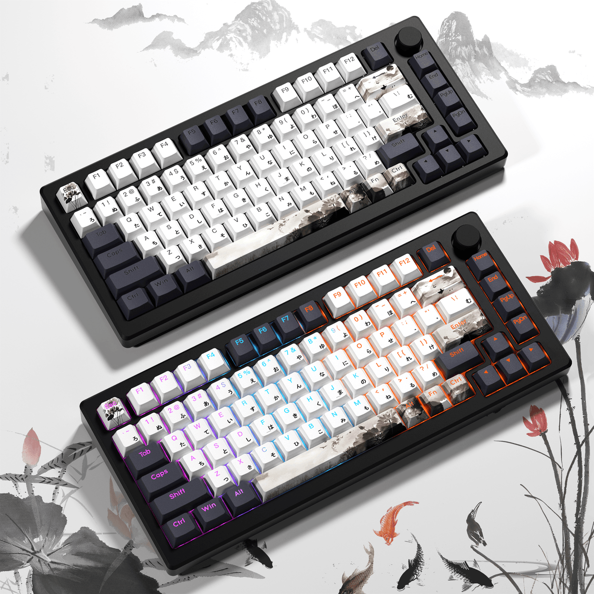 XVX Lotus Cherry Profile Shine-Through Dye-Sub PBT Keycap Set (133-Key) - A-1 Thread Vault