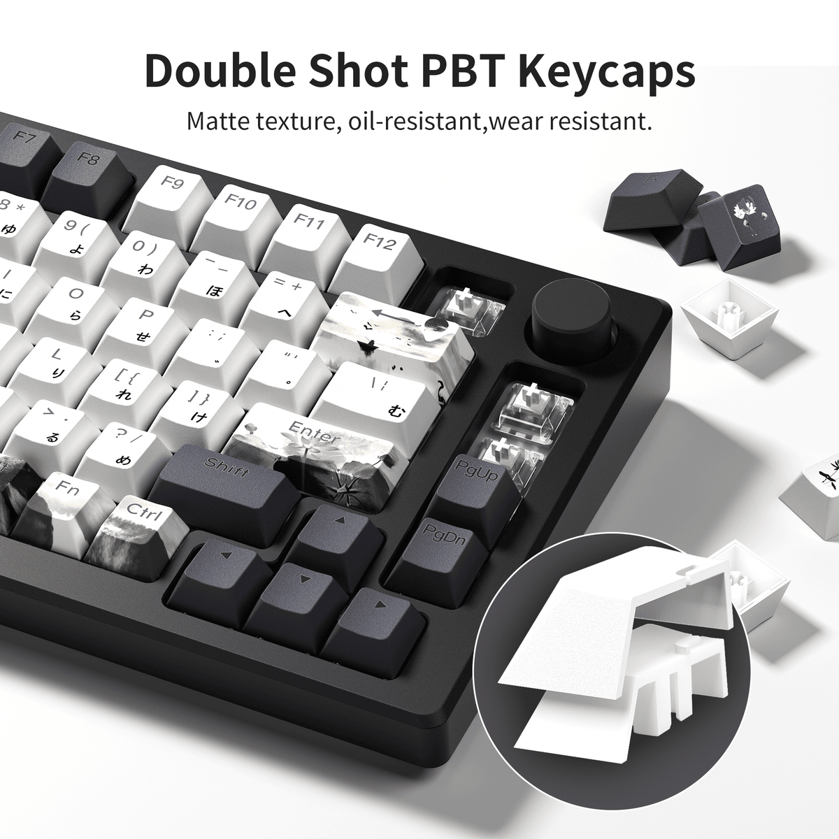 XVX Lotus Cherry Profile Shine-Through Dye-Sub PBT Keycap Set (133-Key) - A-1 Thread Vault