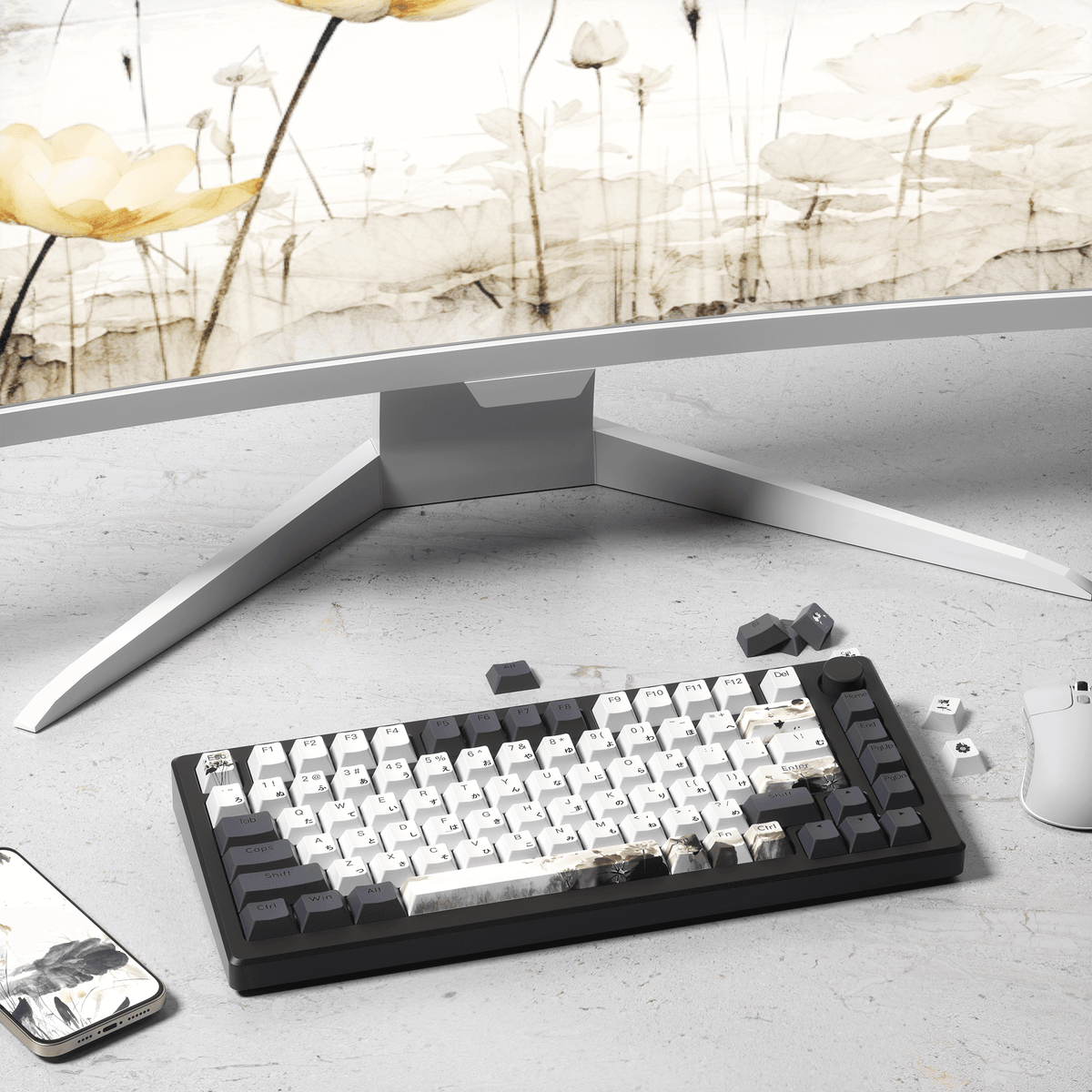 XVX Lotus Cherry Profile Shine-Through Dye-Sub PBT Keycap Set (133-Key) - A-1 Thread Vault
