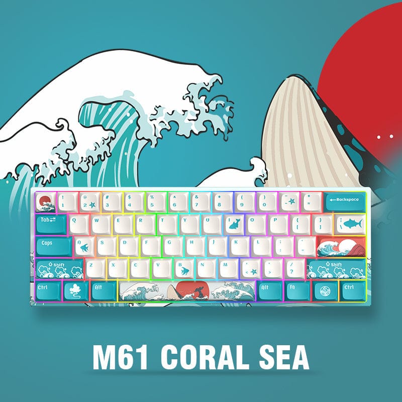 XVX M61 Coral Sea Themed 61 Keys Wired/Wireless Mechanical Keyboard - A-1 Thread Vault