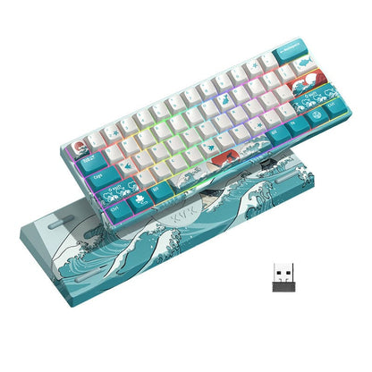 XVX M61 Coral Sea Themed 61 Keys Wired/Wireless Mechanical Keyboard - A-1 Thread Vault