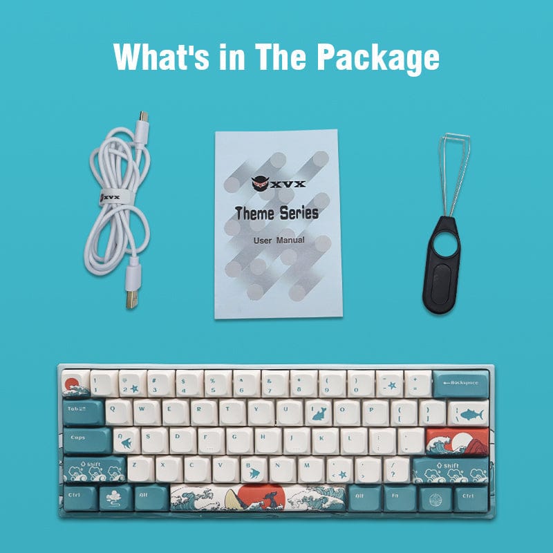 XVX M61 Coral Sea Themed 61 Keys Wired/Wireless Mechanical Keyboard - A-1 Thread Vault