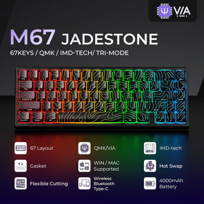 XVX M67 JadeStone Interstellar Black Tri-Mode RGB Mechanical Keyboard - A-1 Thread Vault