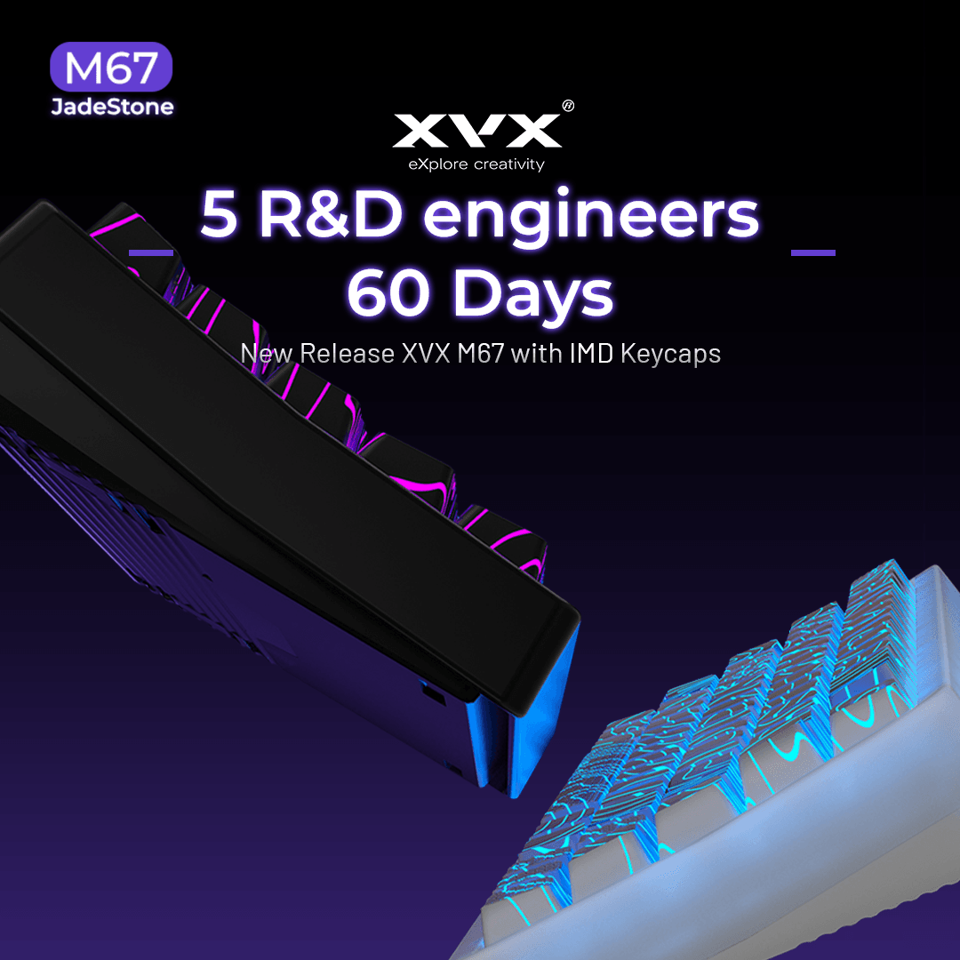 XVX M67 JadeStone Interstellar Black Tri-Mode RGB Mechanical Keyboard - A-1 Thread Vault