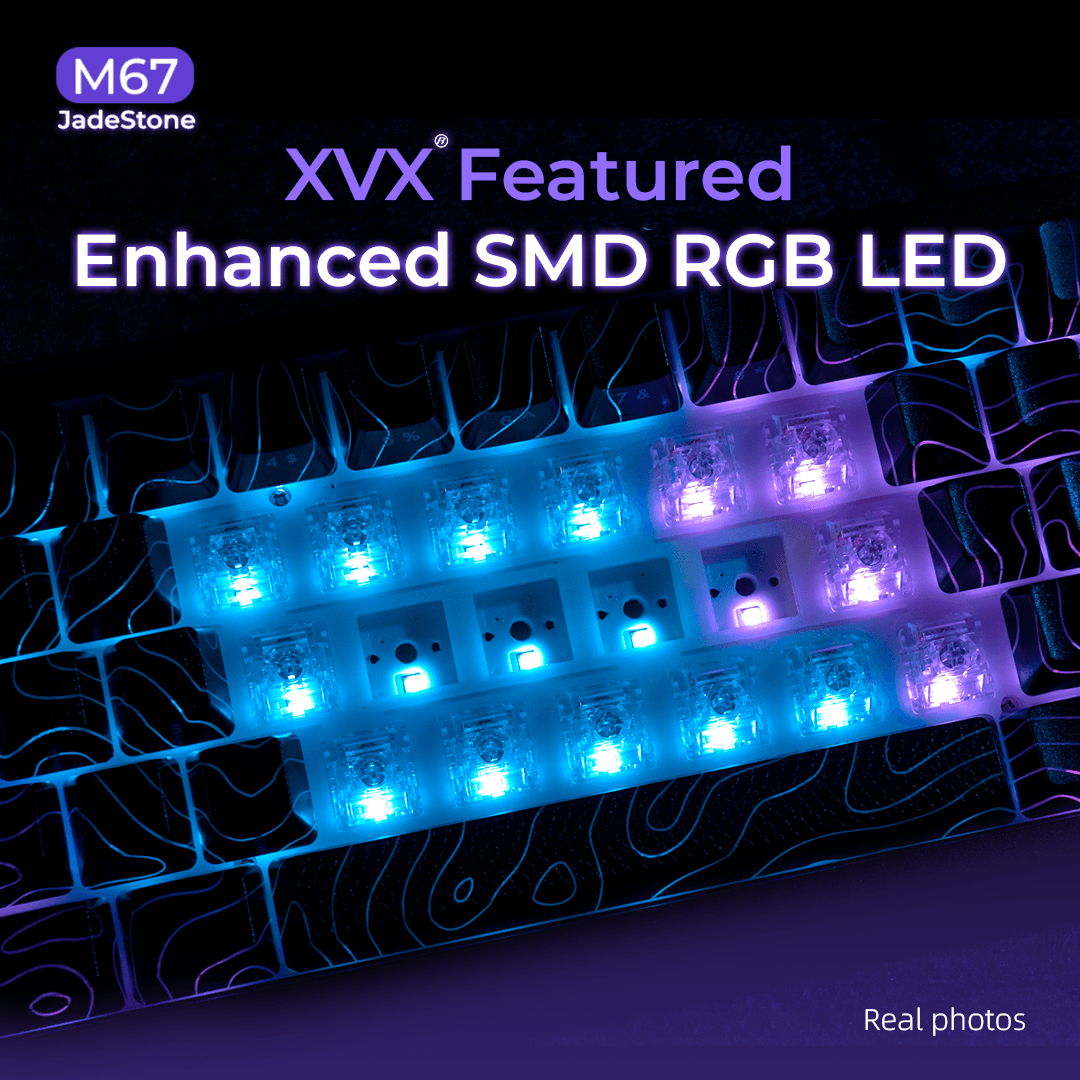XVX M67 JadeStone Interstellar Black Tri-Mode RGB Mechanical Keyboard - A-1 Thread Vault