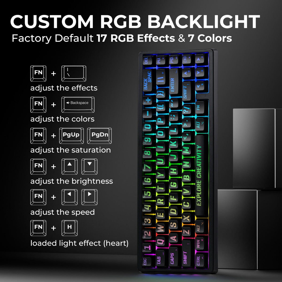 XVX M67 JadeStone Miami Tri-Mode RGB Mechanical Keyboard - A-1 Thread Vault