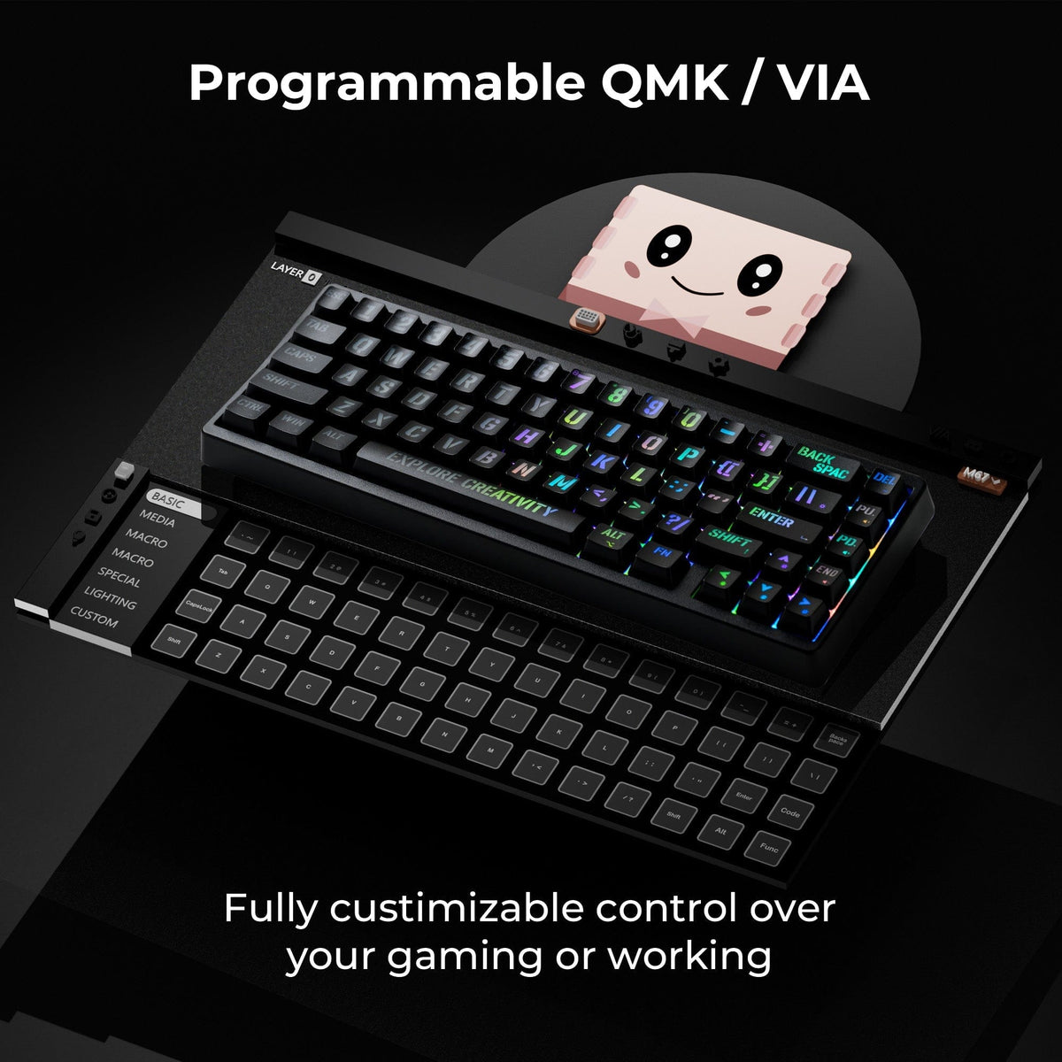 XVX M67 JadeStone Miami Tri-Mode RGB Mechanical Keyboard - A-1 Thread Vault