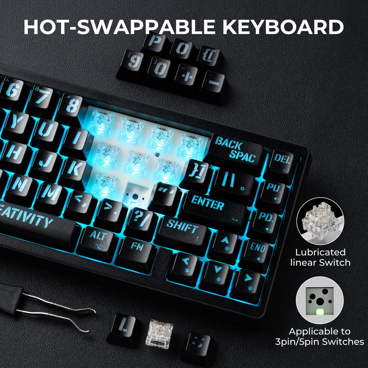 XVX M67 JadeStone Miami Tri-Mode RGB Mechanical Keyboard - A-1 Thread Vault
