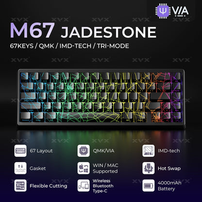 XVX M67 JadeStone Spider Web Tri-Mode RGB Mechanical Keyboard - A-1 Thread Vault