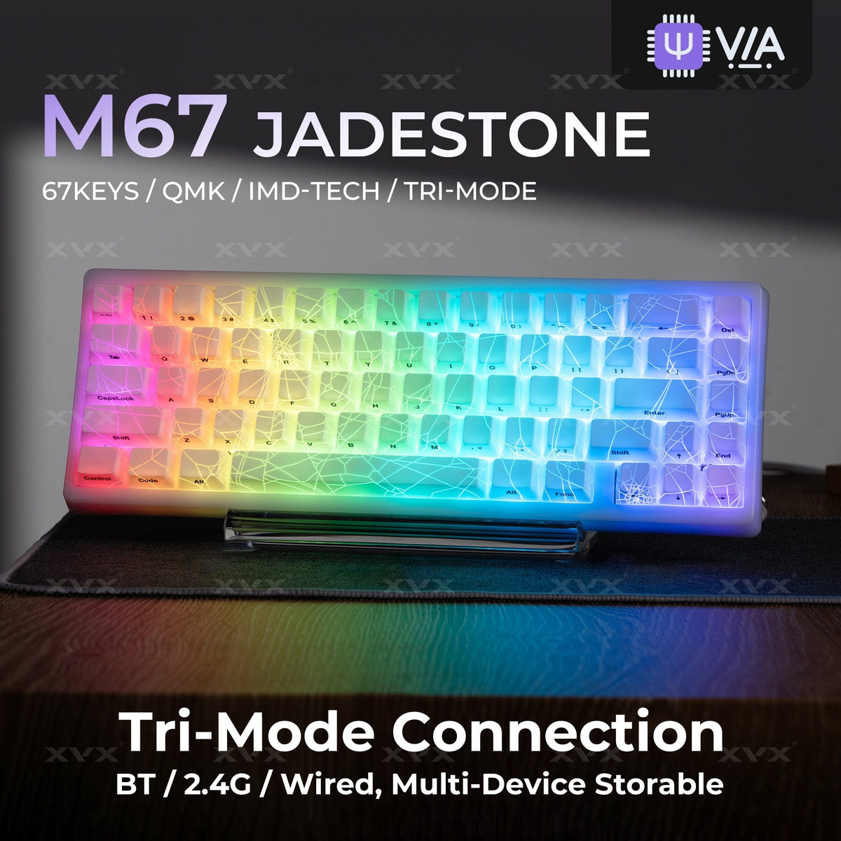XVX M67 JadeStone Spider Web Tri-Mode RGB Mechanical Keyboard - A-1 Thread Vault