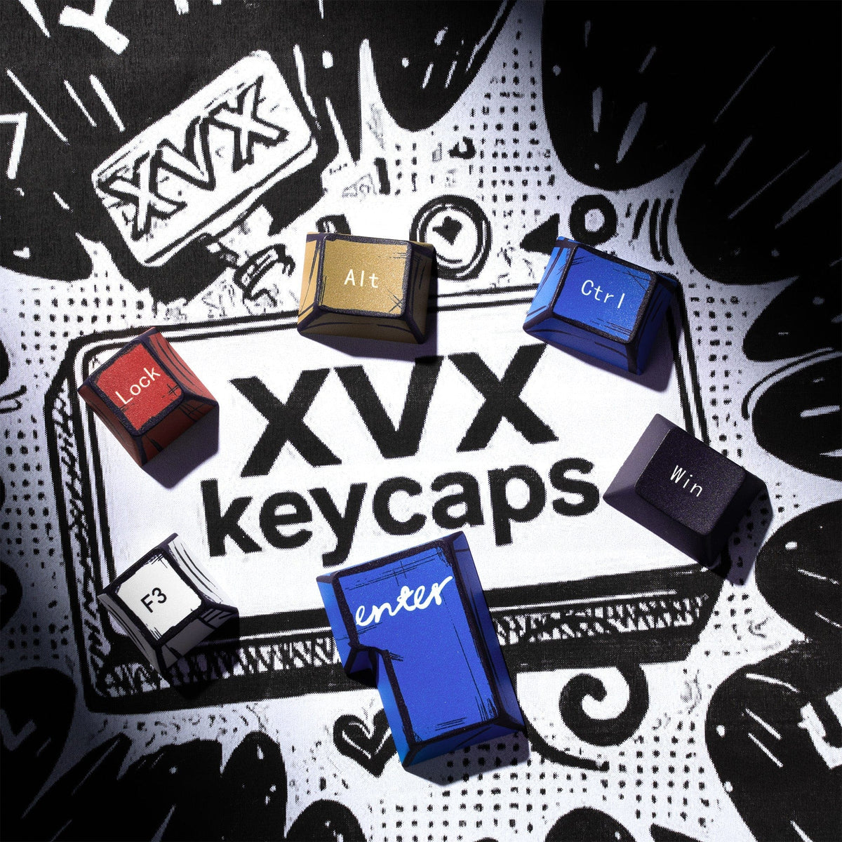 XVX Manga Graffiti Cherry Profile 134-Key Dye-Sublimation PBT Keycap Set - A-1 Thread Vault