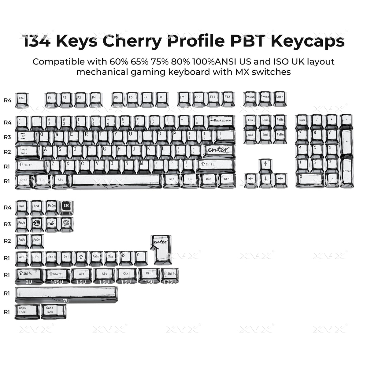 XVX Manga Graffiti Cherry Profile 134-Key Dye-Sublimation PBT Keycap Set - A-1 Thread Vault