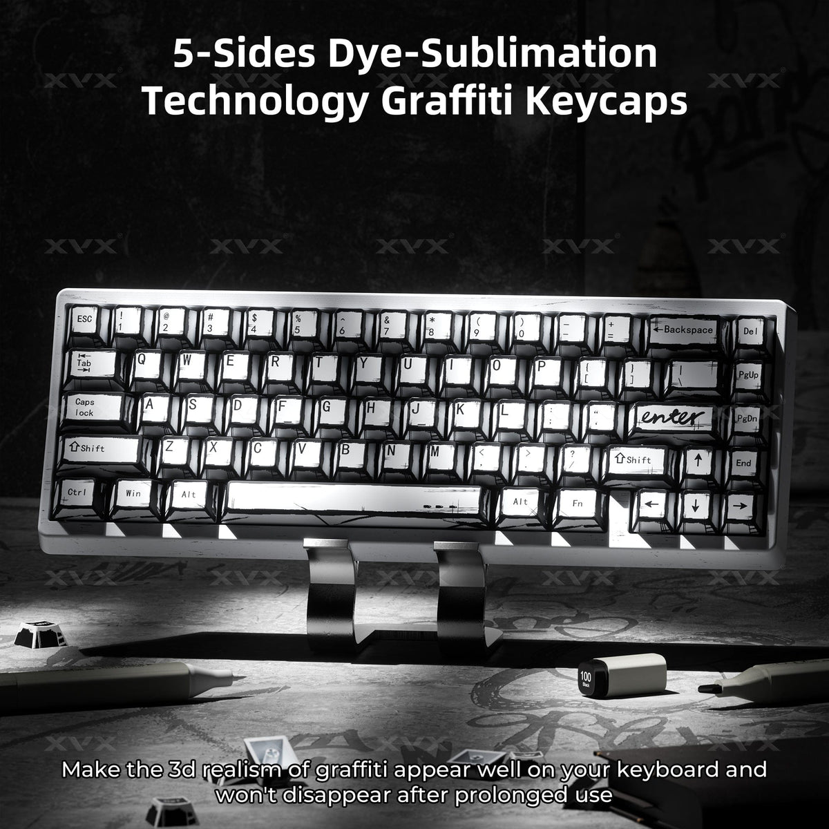 XVX Manga Graffiti Cherry Profile 134-Key Dye-Sublimation PBT Keycap Set - A-1 Thread Vault