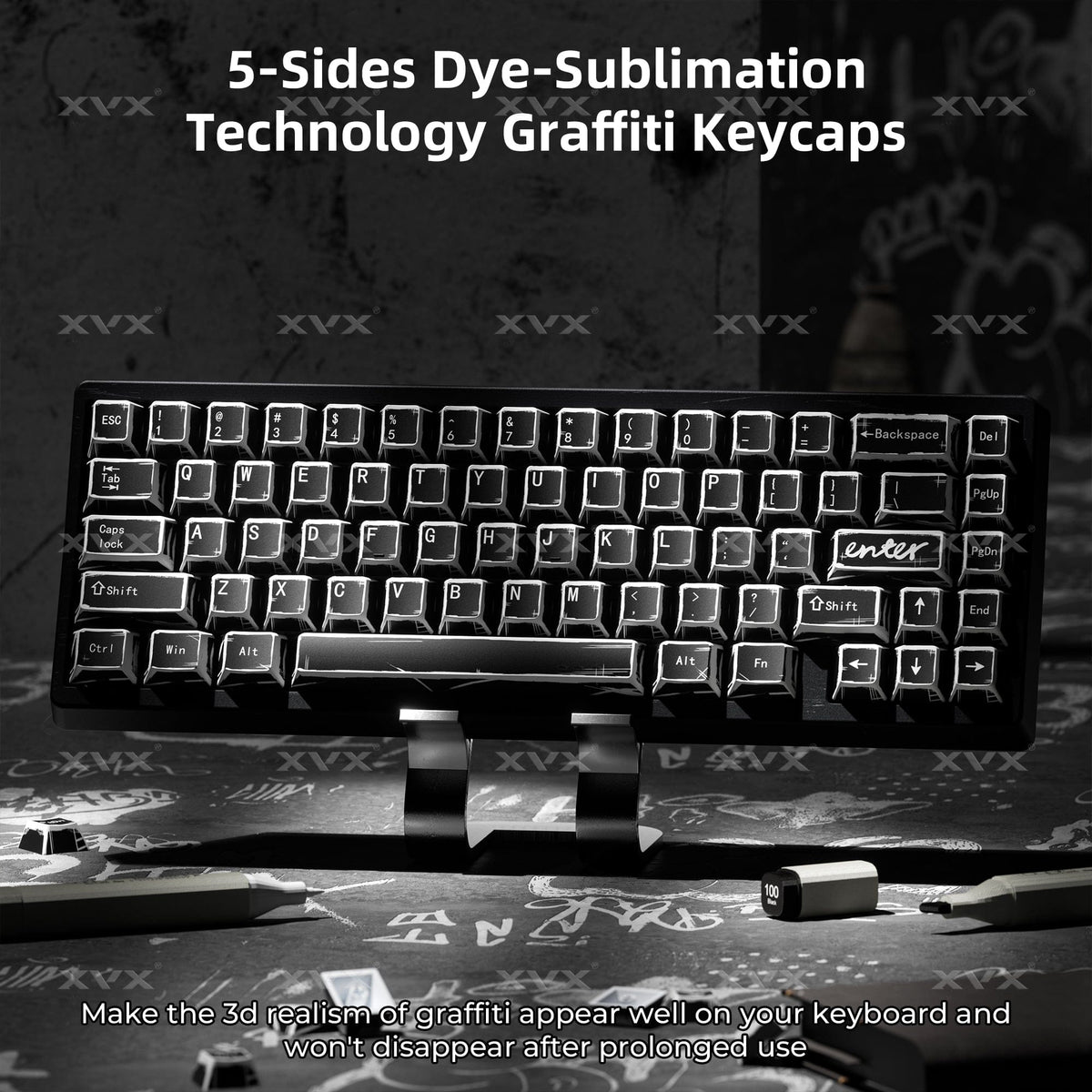 XVX Manga Graffiti Cherry Profile 134-Key Dye-Sublimation PBT Keycap Set - A-1 Thread Vault
