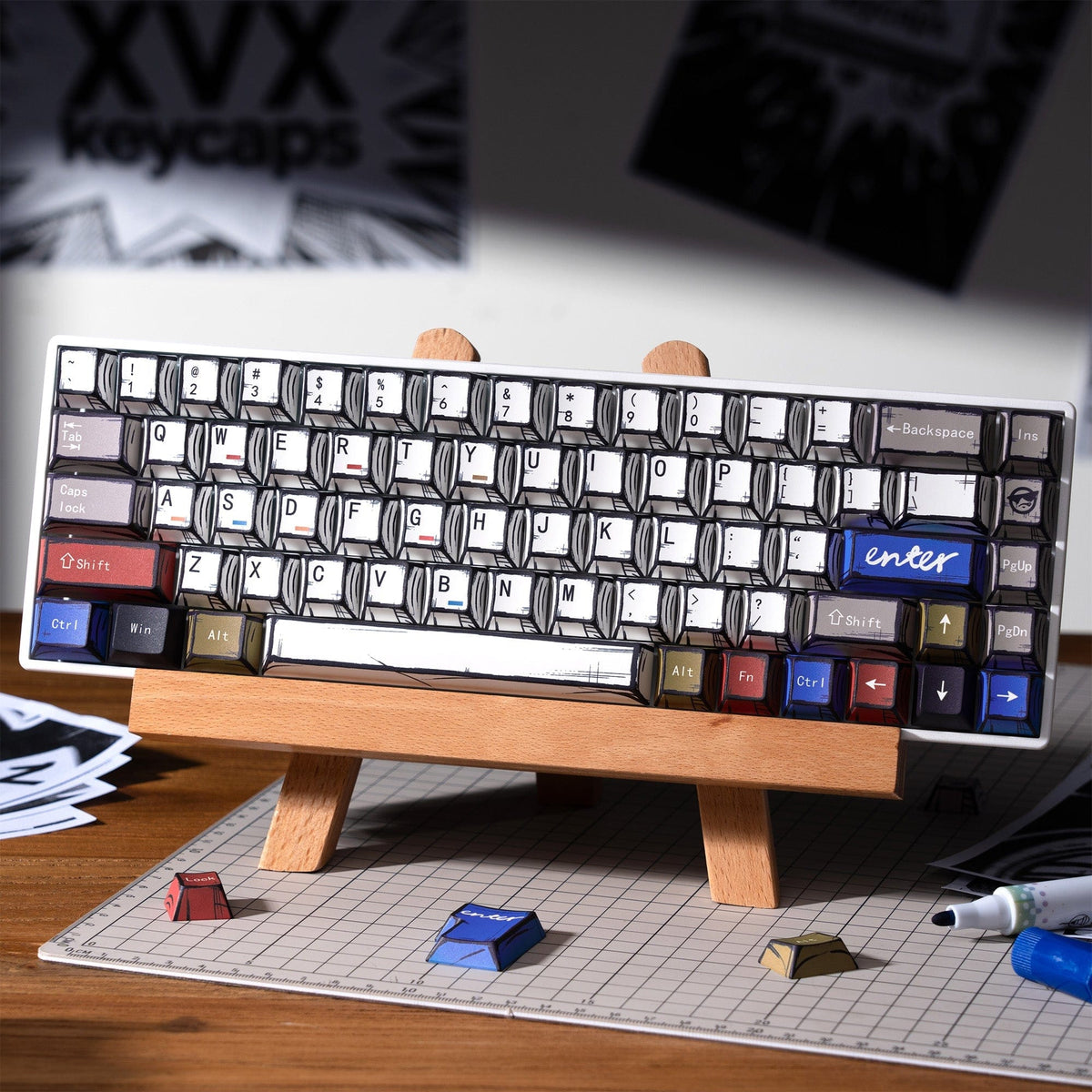 XVX Manga Graffiti Cherry Profile 134-Key Dye-Sublimation PBT Keycap Set - A-1 Thread Vault