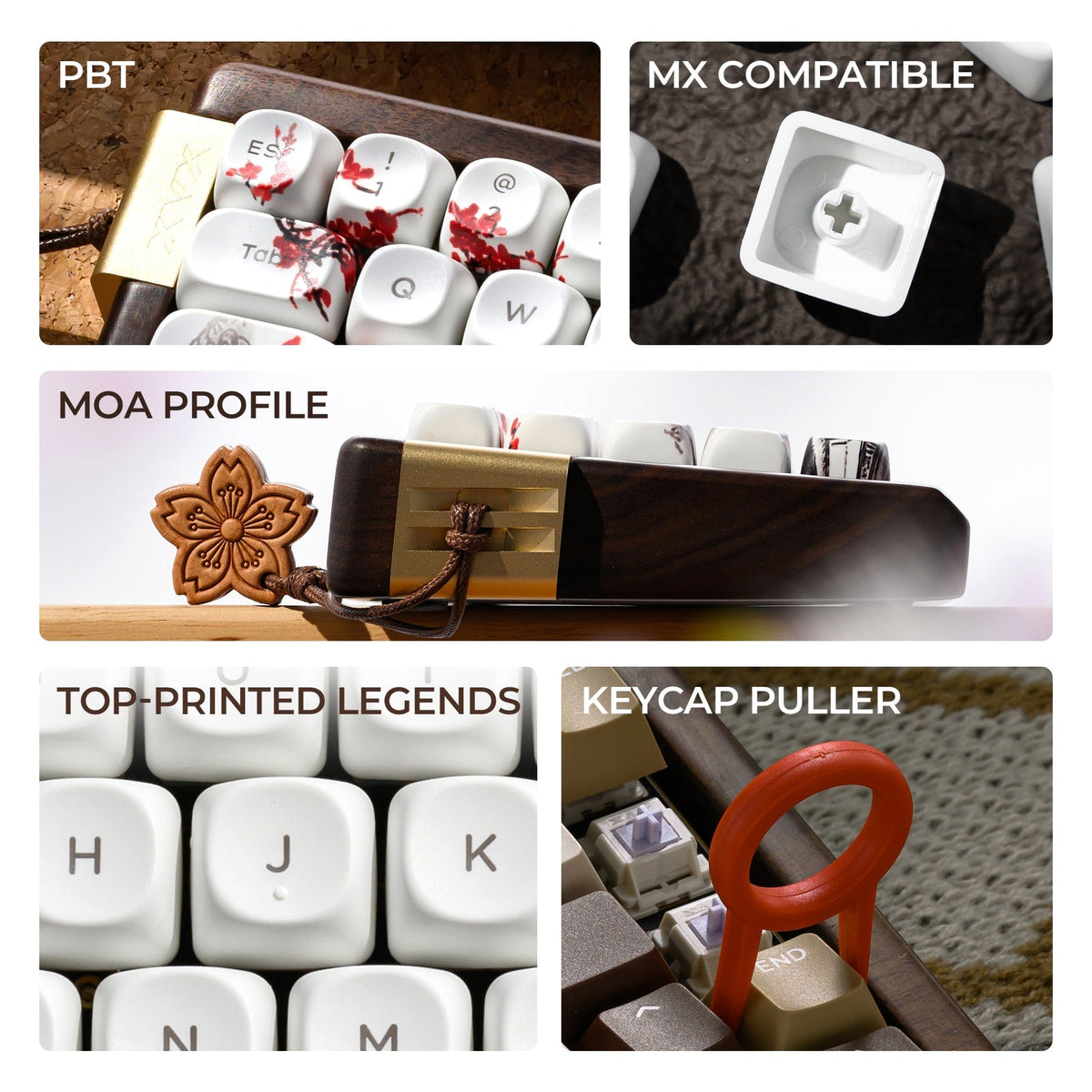 XVX Mono Plum Blossom MOA Profile Shine-Through PBT Keycap Set - A-1 Thread Vault