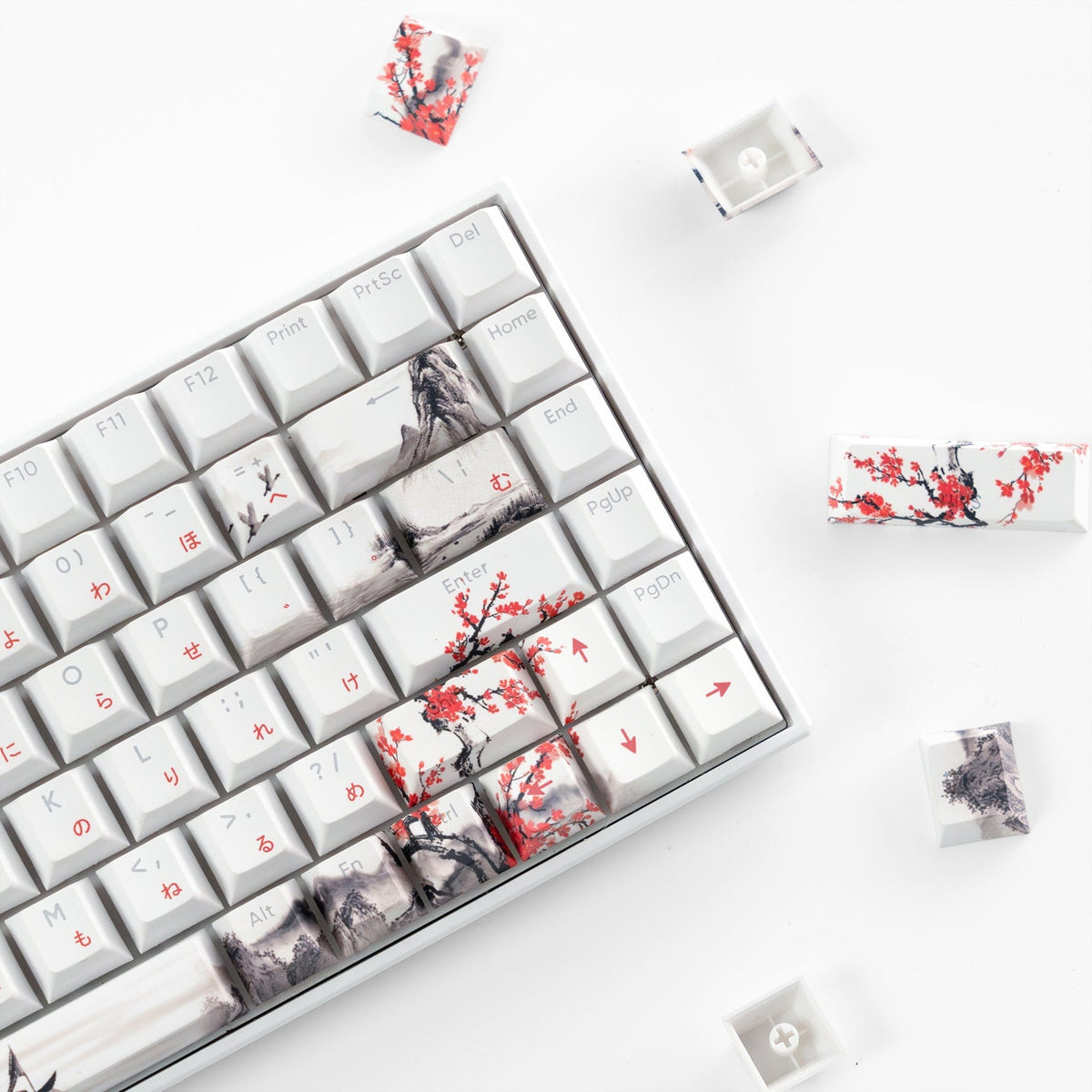 XVX Plum Blossom Cherry Profile Dye-Sublimation PBT Keycap Set - A-1 Thread Vault