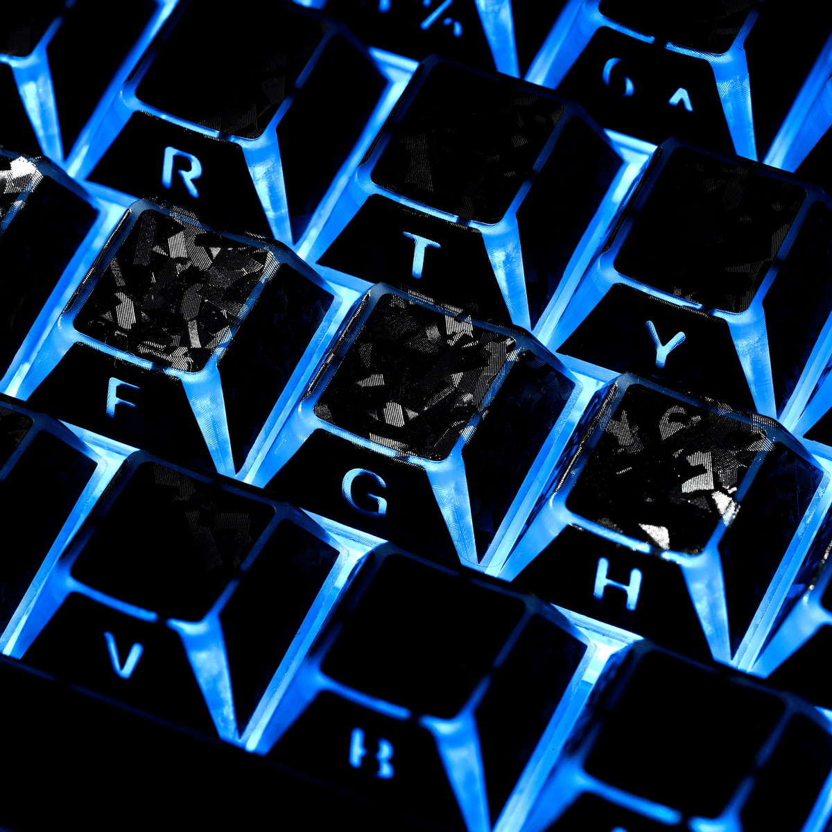 XVX PRISM Forged Carbon Shine-Through Cherry Profile 136-Key PBT Keycap Set - A-1 Thread Vault
