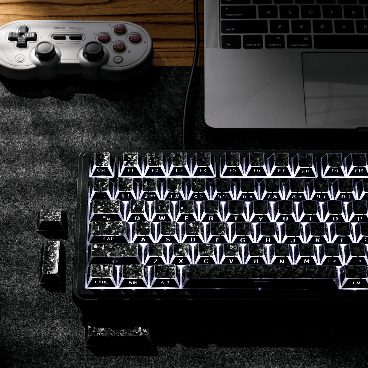 XVX PRISM Forged Carbon Shine-Through Cherry Profile 136-Key PBT Keycap Set - A-1 Thread Vault