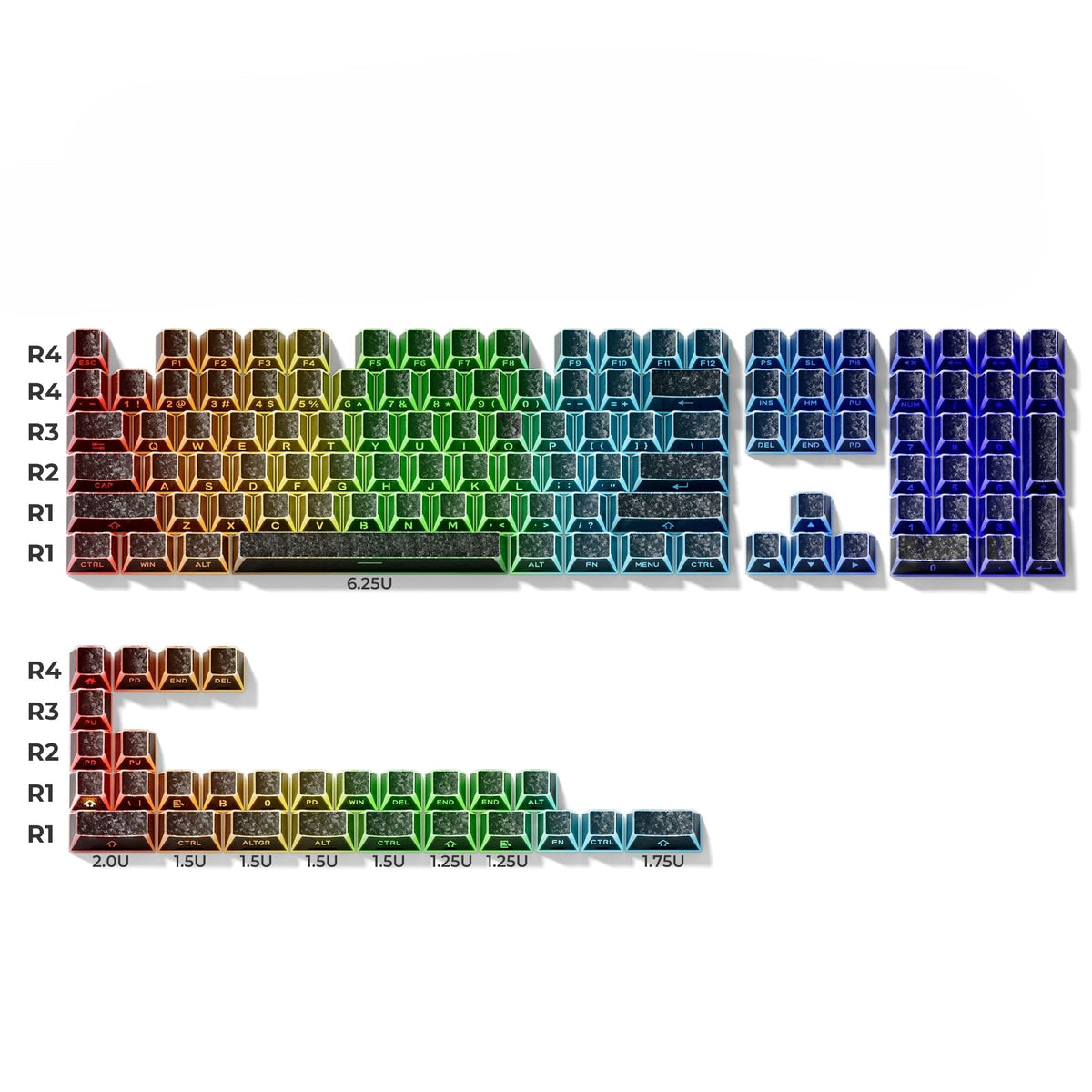 XVX PRISM Forged Carbon Shine-Through Cherry Profile 136-Key PBT Keycap Set - A-1 Thread Vault