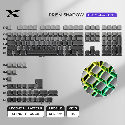 XVX PRISM Shadow Shine-Through Double-Shot Cherry Profile PBT Keycap Set - A-1 Thread Vault