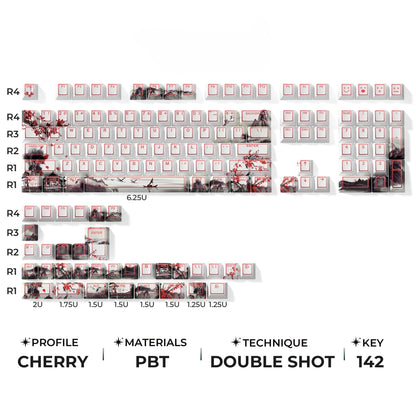 XVX PRISM Shine-Through Double-Shot Cherry Profile 142-Key PBT Keycap Set - A-1 Thread Vault