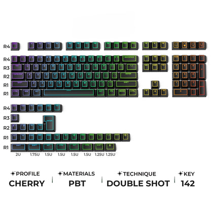 XVX PRISM Shine-Through Double-Shot Cherry Profile 142-Key PBT Keycap Set - A-1 Thread Vault