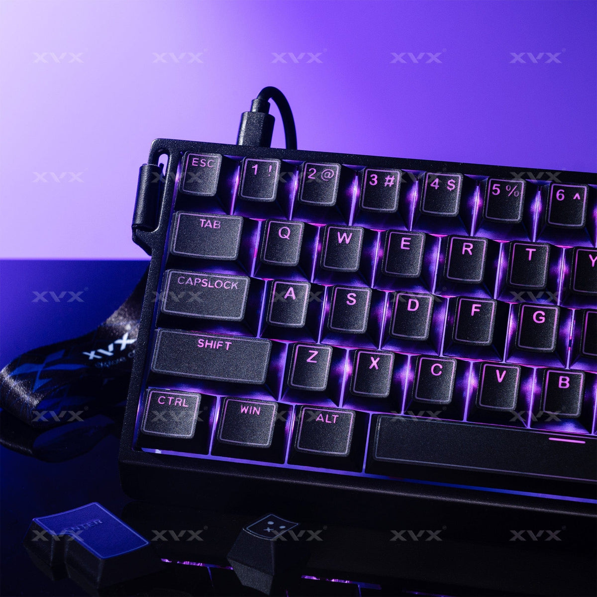 XVX PRISM Shine-Through Double-Shot Cherry Profile 142-Key PBT Keycap Set - A-1 Thread Vault