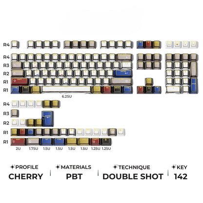 XVX PRISM Shine-Through Double-Shot Cherry Profile 142-Key PBT Keycap Set - A-1 Thread Vault